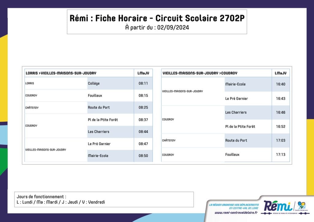 Transport Rémi - Ligne 2702P
